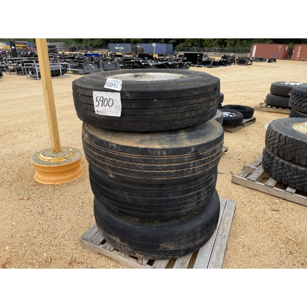 (4) 11R22.5 TIRES W/ RIMS