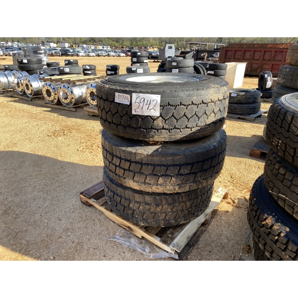 (3) 385/65R22.5 TIRES W/ RIMS