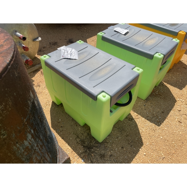 Fuel storage tank & pump, w/DC pump, hose, nozzle, approx 50 gal tank