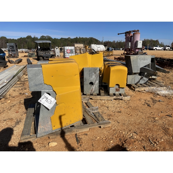 (3) PALLETS GUARD RAIL END PIECES