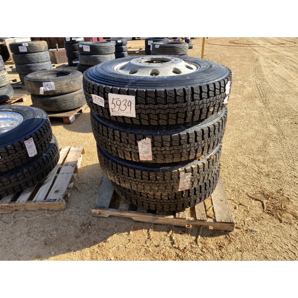 (4) 11R24.5 TIRES W/ RIMS