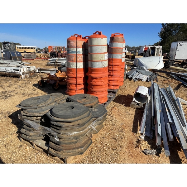 (3) PALLETS TRAFFIC CONES & BASES