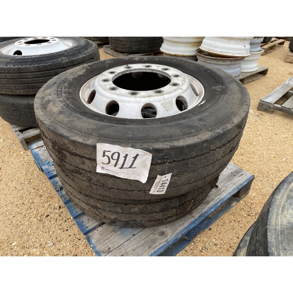 (2)305/70R22.5 TIRES W/ RIMS