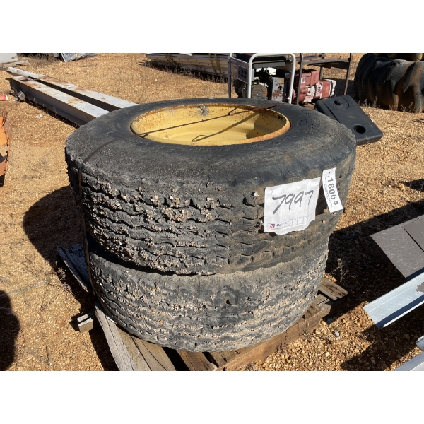 (2) TIRES 385/65/22.5, (2) RIMS 22.5