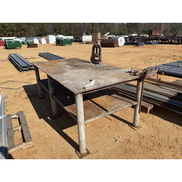 METAL WORK TABLE, 48  X 96  WITH CHAIN & PIPE VICE