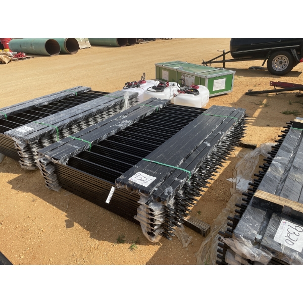 WROUGHT IRON FENCE PANELS, 78" X 58", 14 PANELS, 14 POST & HARDWARE, APPROX 100 FT