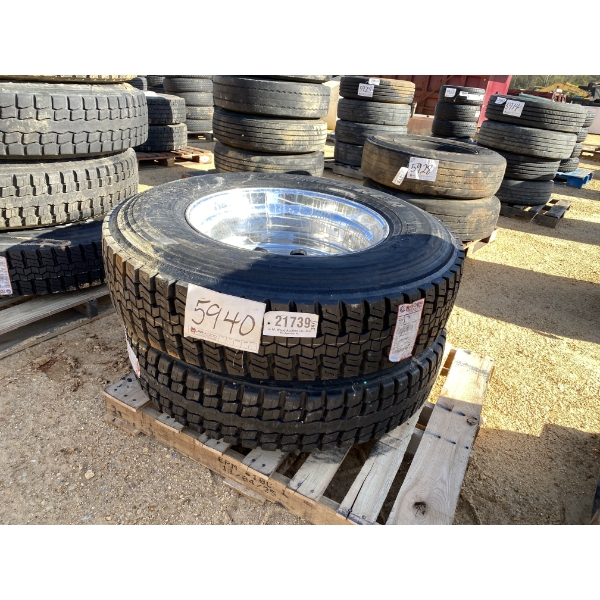 (2) 11R24.5 TIRES W/ RIMS