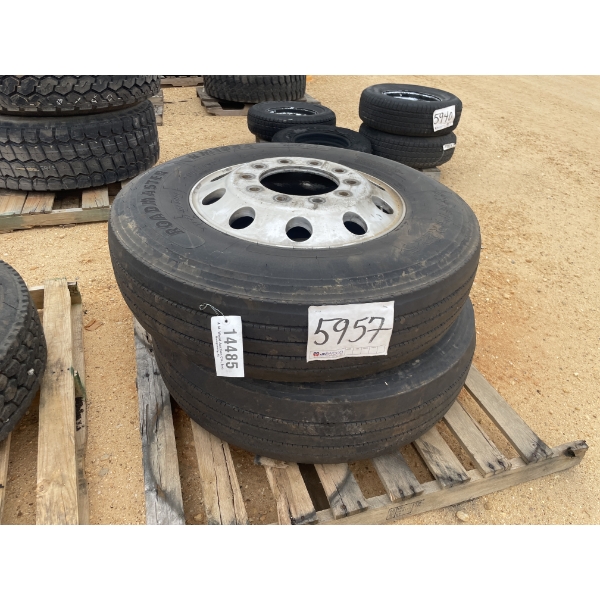 (2) 295/75R22.5 TIRES & RIMS