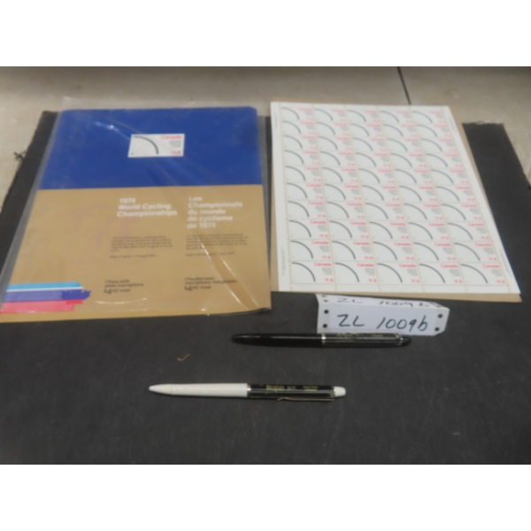 Canada 1974 World Cycling Championship Sheet Of Mint Stamps Two Pins