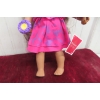 Image 4 : American Girl 18" Doll in Hawaiian Pink/Purple Dress With Floral Accessories