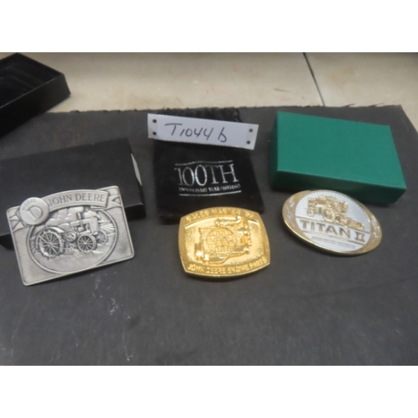 Three Collectible John Deere Themed Belt Buckles