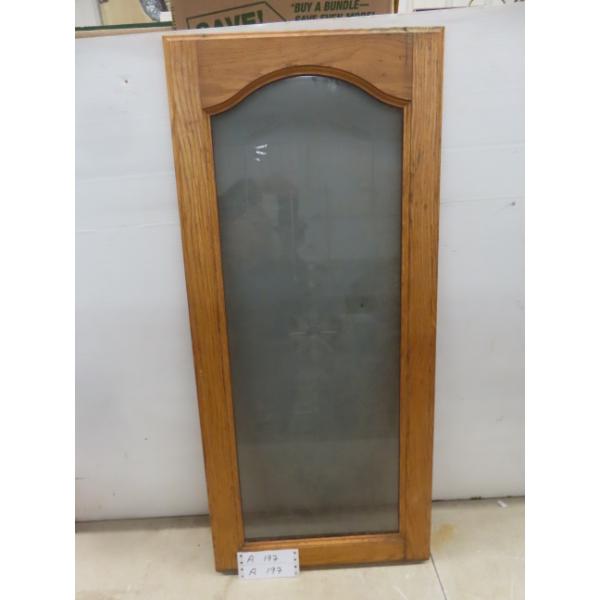 Oak-Framed Cabinet Door with Etched Glass Insert, 34 1/2" x 15 1/2"
