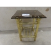 Image 1 : Golden Brass-Coloured Glass End Table, 23" x 18" x 18"