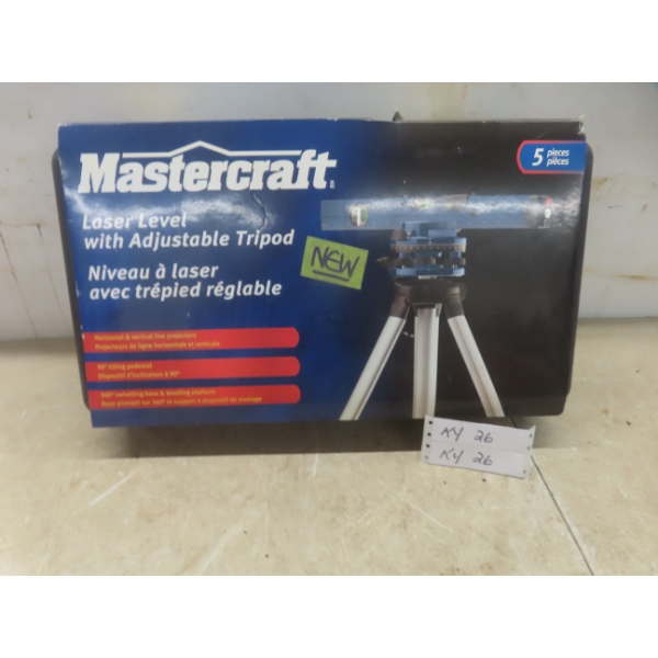 New Mastercraft Laser Level With Adjustable Tripod