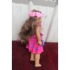 Image 5 : American Girl 18" Doll in Hawaiian Pink/Purple Dress With Floral Accessories