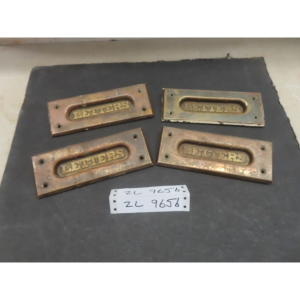 Four Antique Brass Mailbox Letter Slots  Measuring 3 1/2" x 6 7/8"