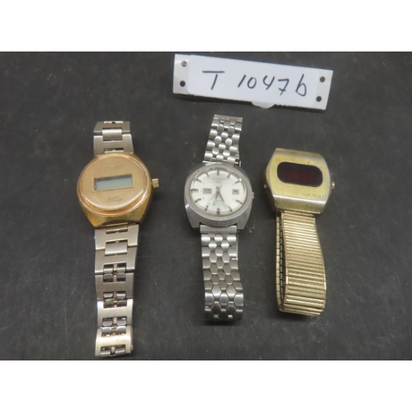 Three Men's Watches Including Bulova, Seiko, And Quartz