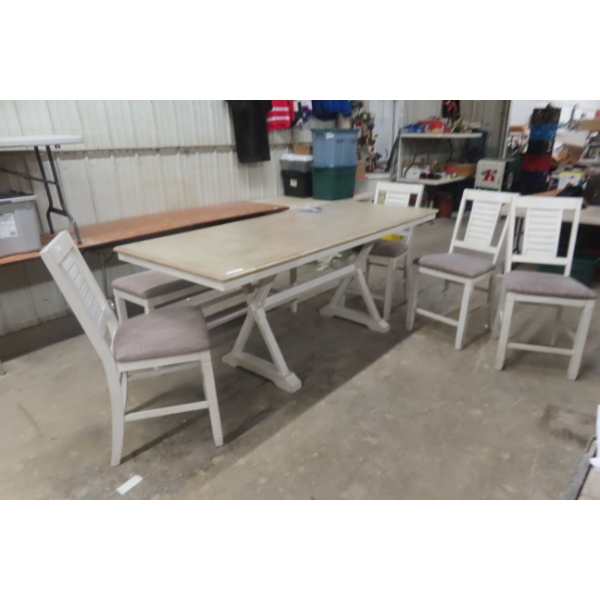 Modern Dining Table Four Chairs And Bench, Table 36" x 36" x 86"