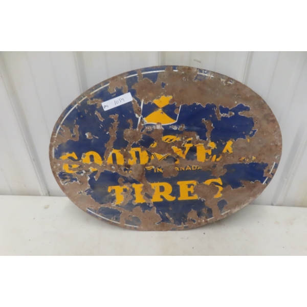 Goodyear Double-Sided Porcelain Porch Sign, 28" x 19 1/8" (Shows Wear)