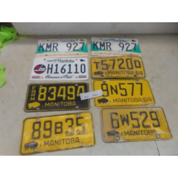 Seven Manitoba License Plates Including WPG Jets, 1964 Farm, And More