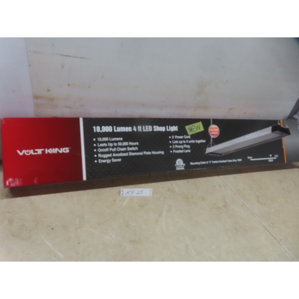 New LED Shop Light With Mounting Chain and Hooks, 4 Ft, 10,000 Lumens