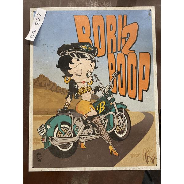 Metal Betty Boop Sign, “Born to Boop,” 18" x 16"