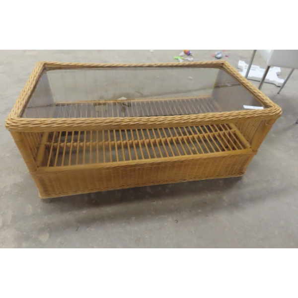 Wicker And Glass Coffee Table