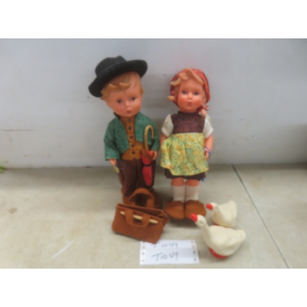 Two Vintage Goebel M.I. Hummel Vinyl Dolls, Approximately 10"–12" Tall With Two Ducks