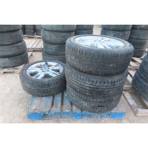 4 Ford Tires And Rims — Three Good Rims, One Has A Ding — Good Amount Of Tread — 245/50R20