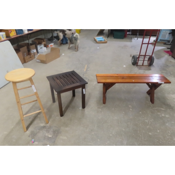 Stool And Bench Stand, Bench 45" Long, Stand 19" x 18" x 19"