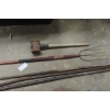 Image 4 : Lot of Yard Tools Including 3 Fencing Bars, Metal Fork, Spade and Post Mallet