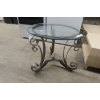 Image 1 : Wrought Iron And Glass End Table, 21" High, 25" Diameter