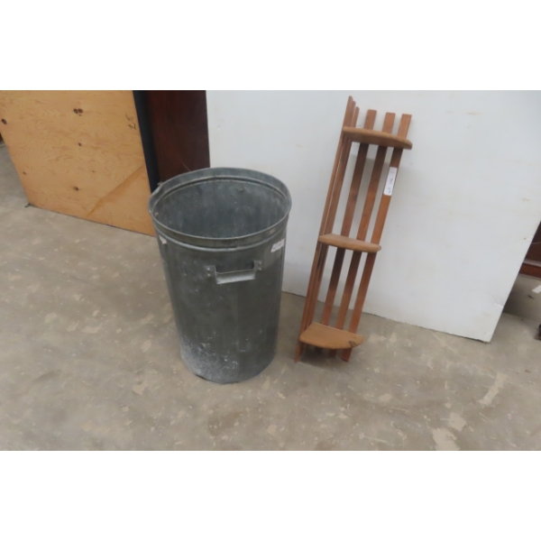 Metal Gabage Can and Corner Shelf