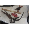 Image 7 : Painted Wood Carpenter Box, Plane, Drills, Forge Tongs, and More