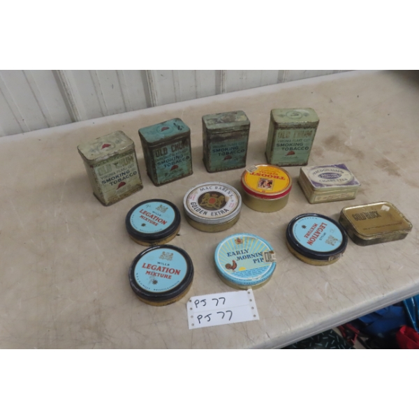 Twelve Tobacco Tins Including Old Chum And Legation Trust