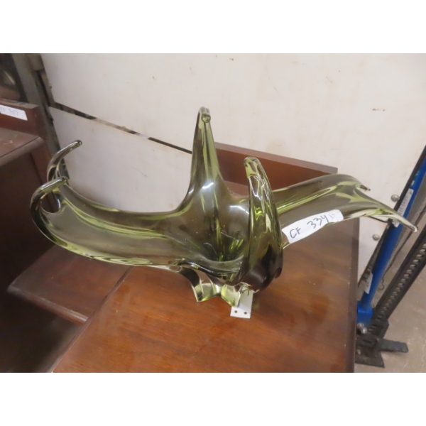 Glass Centerpiece, No Markings, 18" x 18" x 5"