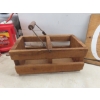 Image 5 : Chicken Plant Holder, Wicker Style Basket 27" Across, Two-Section Crate, 'Gather' Sign and More