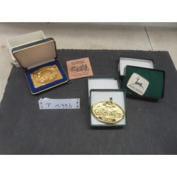 Three Collectible John Deere Belt Buckles