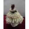 Image 9 : 3 Dresdin Lace Porcelain Figurines Tallets 4 1/4", Some Damage on Skirt