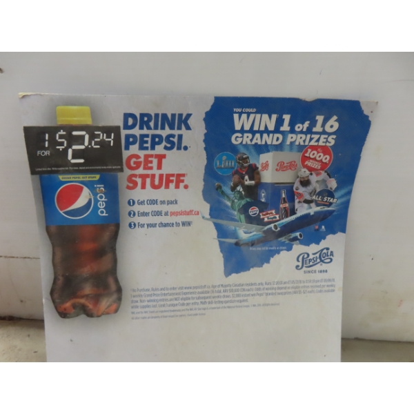 Metal Sign 17" x 12" with Some Damage,10 Meters of 14/2 Wire, Calculator, and More