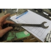 Image 13 : Painted Wood Carpenter Box, Plane, Drills, Forge Tongs, and More