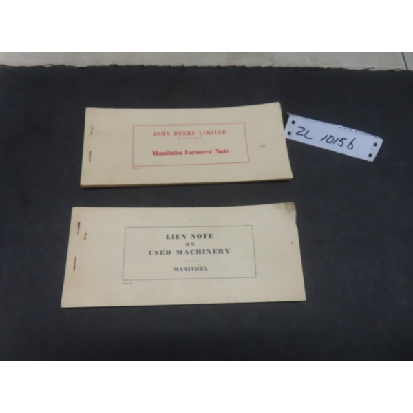 Lien Note On Used Machinery, John Deere Manitoba Farmers Note