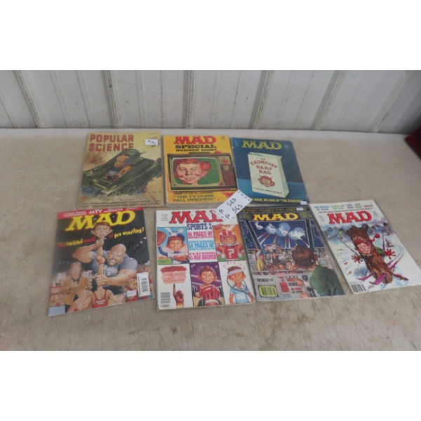 Six MAD Magazines From 1970–1980 Plus One Popular Science Magazine From 1938