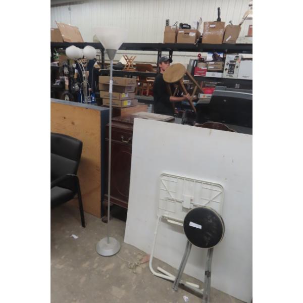 Modern Floor Lamp, Folding Stool, and TV Table