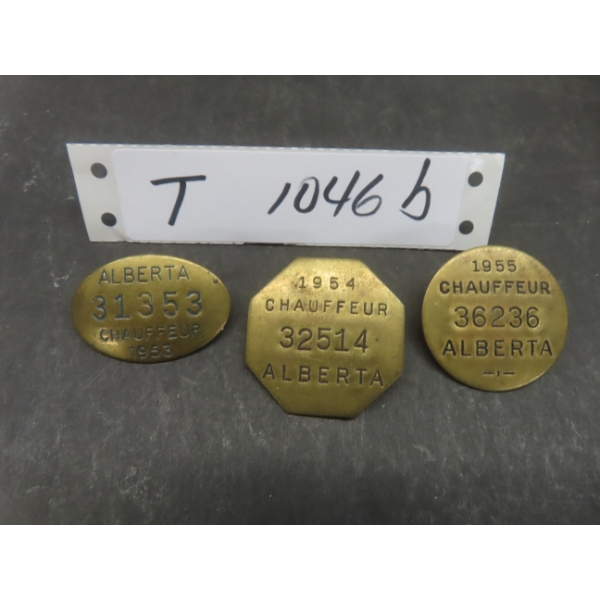 Three Alberta Chauffeur Badges From 1953, 1954, And 1955