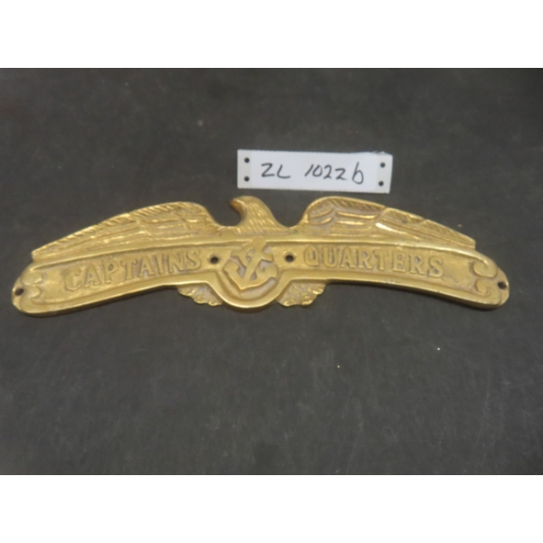 Brass Captain’s Quarters Nautical Wall Decor Plaque, 3 1/2" x 12"