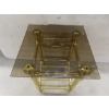 Image 7 : Golden Brass-Coloured Glass End Table, 23" x 18" x 18"