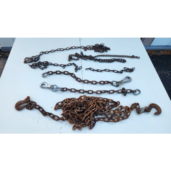 20' x 1/4" Logging Chain With Two Hooks and 20' of Miscellaneous Chains (Assorted Lengths)