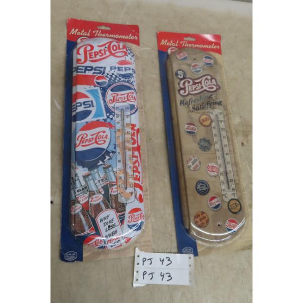 Two Pepsi Metal Thermometers, Approximately 17", Modern Vintage Style