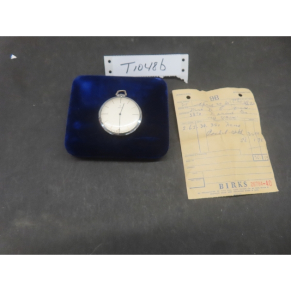 Men's Vintage Pocket Watch Original Receipt Dated 1985